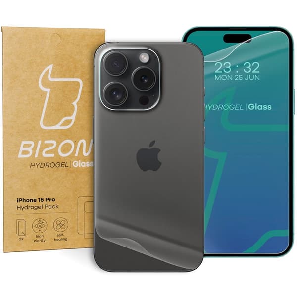 Hydrogelfilm för baksida och framsida Bizon Glass Hydrogel Pack för iPhone 15 Pro