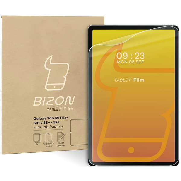 Bizon Film Tab Papirus pappersimitationsfolie för Galaxy Tab S10 Plus/S9 FE Plus/S9 Plus/S8 Plus/S7 Plus/S7 FE, 2 stycken