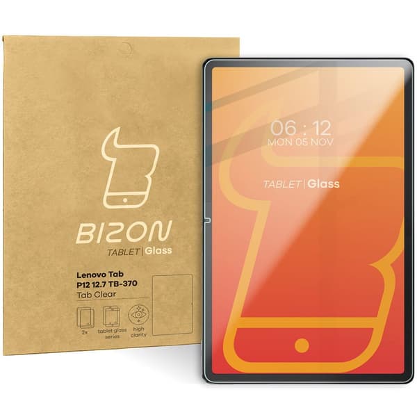 Bizon Glass Tab Klar härdat glas för Lenovo Tab P12 12.7 TB 370, 2 st.