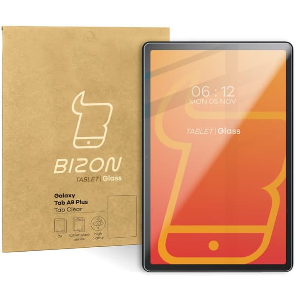 Bizon Glass Tab Klar härdat glas för Galaxy Tab A9 Plus, 2 stycken