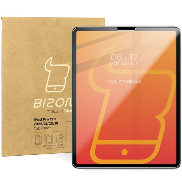 Bizon Glass Tab Klar hærdet glas til iPad Pro 12.9 2022/2021/2020/2018, 2 stk.