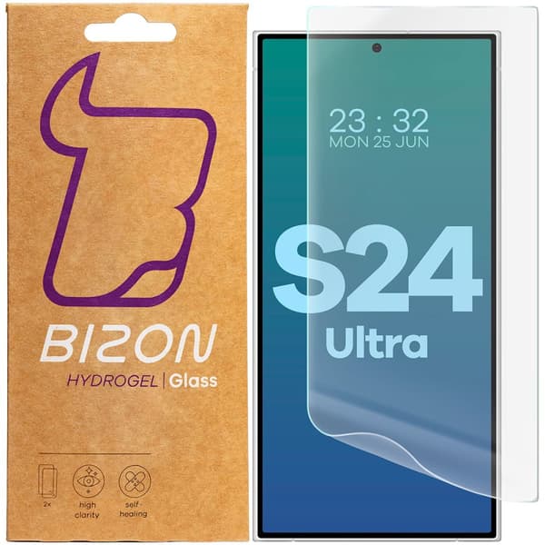 Bizon Glass Hydrogel Frontskærmbeskytter til Galaxy S24 Ultra, 2 stk.