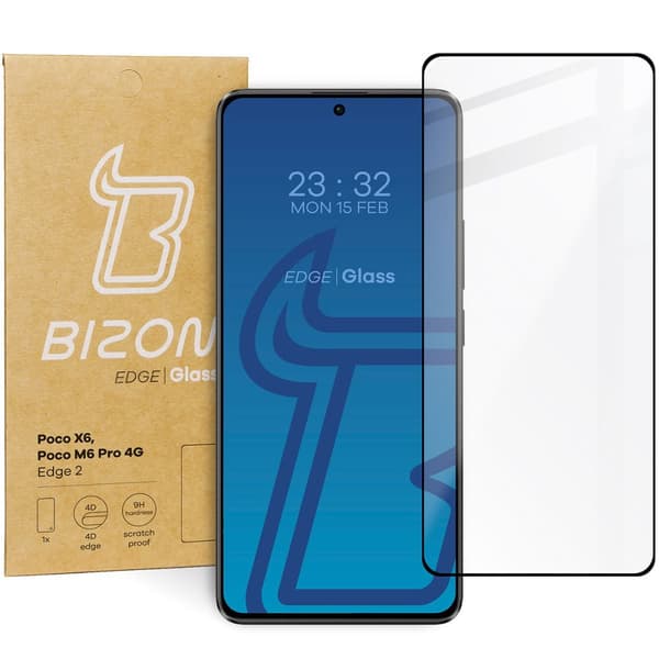 Bizon Glass Edge 2 Hærdet Glas til Xiaomi Poco X6 / Poco M6 Pro 4G / Redmi Note 13 5G / Redmi Note 13 Pro 4G/5G
