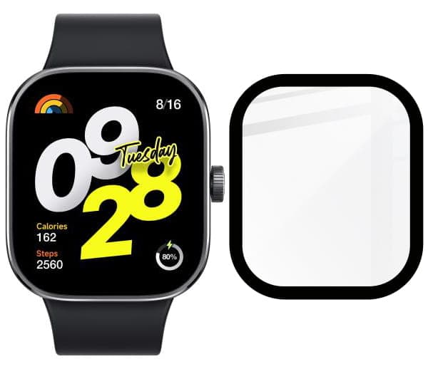 Bizon Glass Watch Edge Hybridglas för Redmi Watch 4, Svart