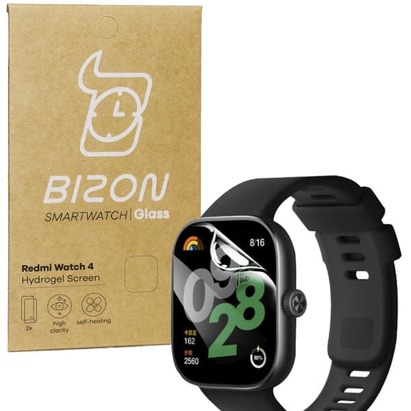 Bizon Glass Watch Hydrogel Skärmskydd för Redmi Watch 4, 2 stycken