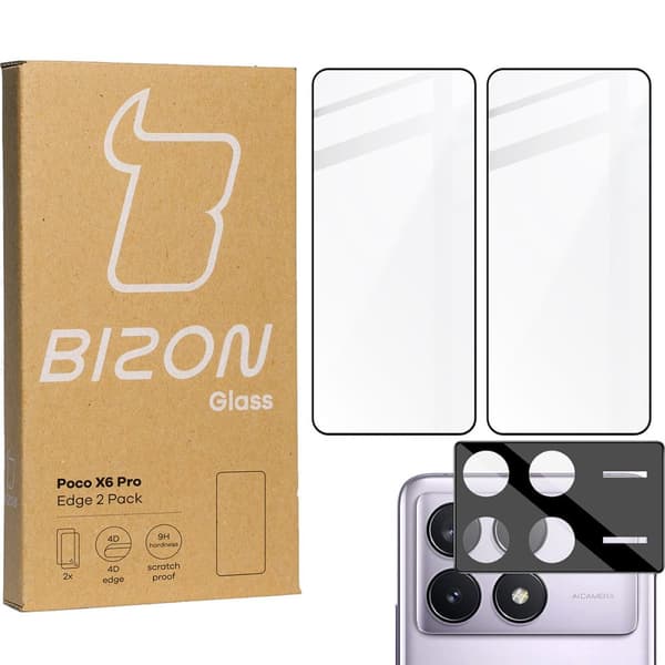 2x Glas + Kameraglas BIZON Edge 2-pack för Xiaomi Poco X6 Pro