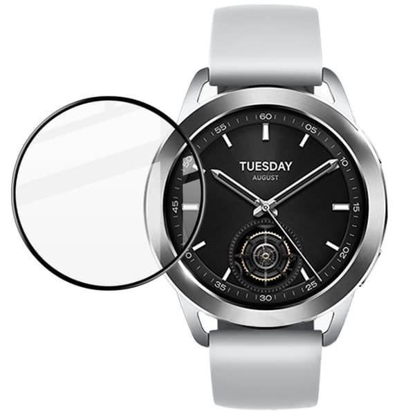 Bizon Glass Watch Edge Hybridglas för Xiaomi Watch S3 47mm, Svart