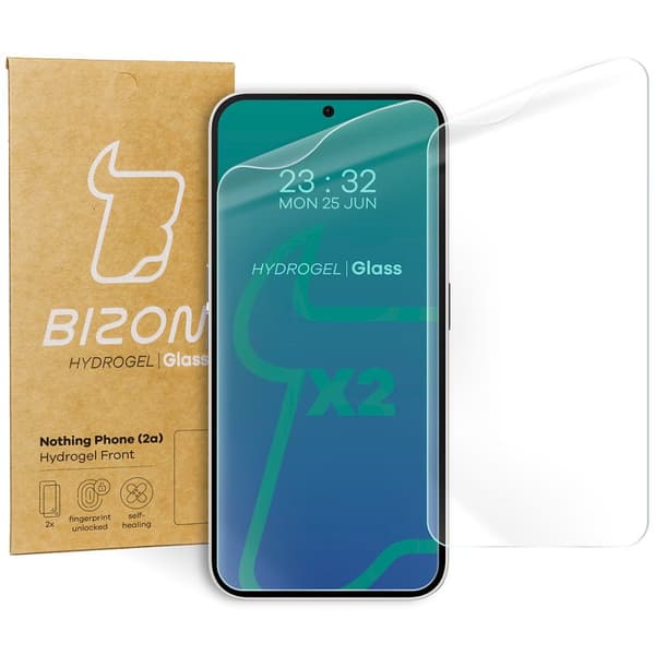 Bizon Glass Hydrogel Skärmskydd för framsidan av telefonen (2a) / (2a) Plus, 2 st.