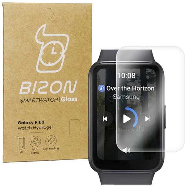 Hydrogelfilm för Bizon Glass Watch Hydrogelskärm för Galaxy Fit 3, 2 stycken