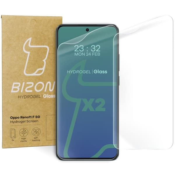 Bizon Glass Hydrogel Frontskærmbeskytter til Oppo Reno11 F 5G, 2 stk.