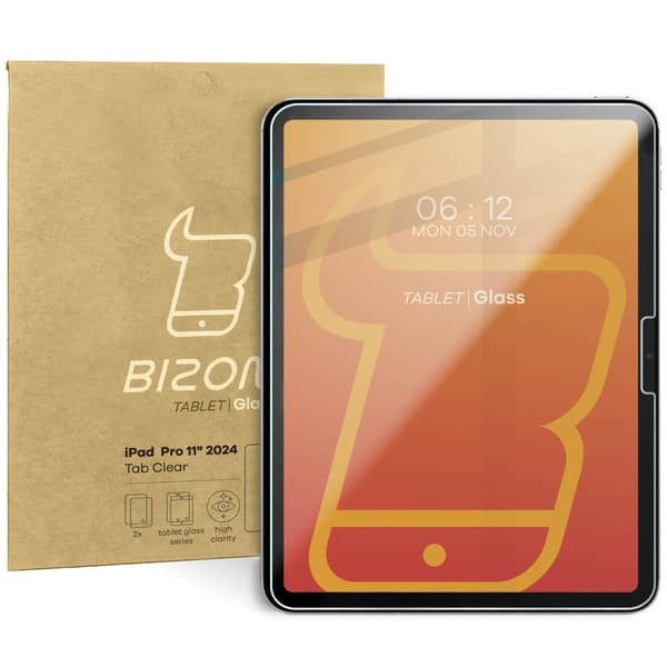 Bizon Glass Tab Kirkas karkaistusta lasista valmistettu iPad Pro 11":lle (5. sukupolvi). 2024, 2 kappaletta