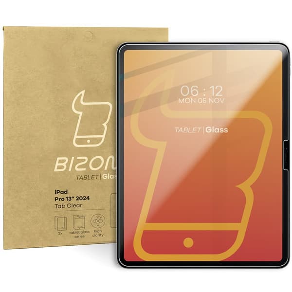 Bizon Glass Tab klart hærdet glas til iPad Pro 13" 7. generation. 2024, 2 stk.