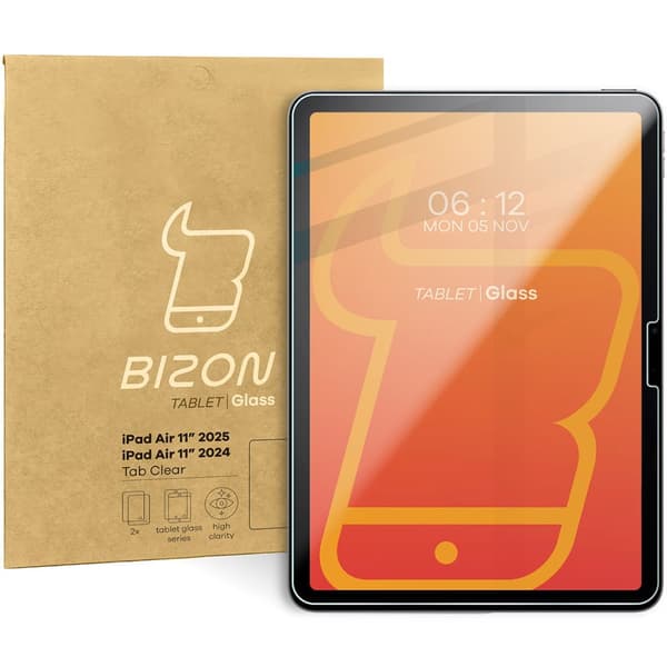 Bizon Glass Tab Klar hærdet glas til iPad Air 11" 7/6 generation. 2025 / 2024, 2 stk.