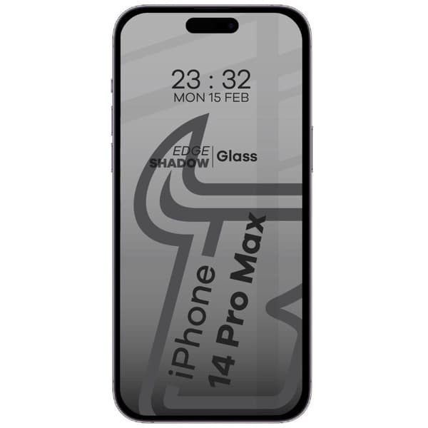 Bizon Glass Edge Shadow -karkaistusta lasista valmistettu iPhone 14 Pro Max -suojakalvo, savunharmaa ja mustalla kehyksellä
