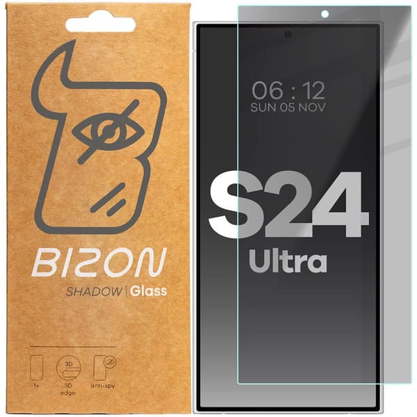 Bizon Glass Clear Shadow Privacy Hærdet Glas til Galaxy S24 Ultra, Tonet
