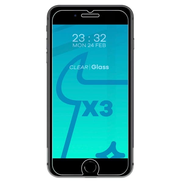 Bizon Glass Härdat Glas - 3 st + lins, iPhone SE 2022/2020, 8/7