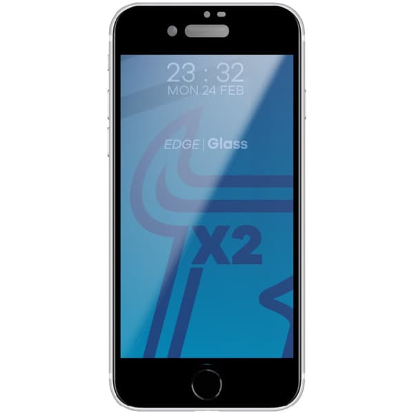 Bizon Glass Edge Hærdet Glas - 2 stk. + linsebeskyttelse, iPhone SE 2022/2020, 8/7, sort