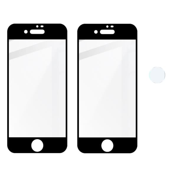 Bizon Glass Edge Hærdet Glas - 2 stk. + linsebeskyttelse, iPhone SE 2022/2020, 8/7, sort
