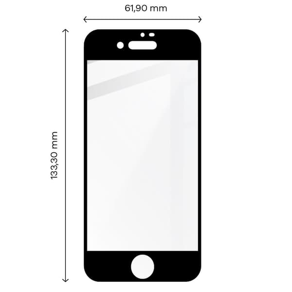 Bizon Glass Edge Hærdet Glas - 2 stk. + linsebeskyttelse, iPhone SE 2022/2020, 8/7, sort