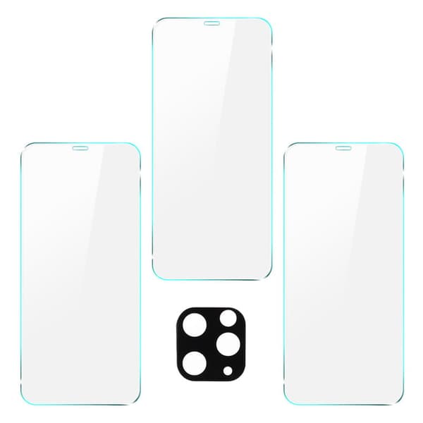 Bizon Glass Kirkas karkaistu panssarilasi - 3 kpl + linssi, iPhone 11 Pro Max