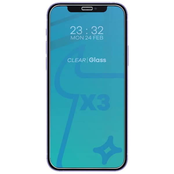 Bizon Glass Kirkas karkaistu lasi - 3 kpl + linssi, iPhone 12 Mini