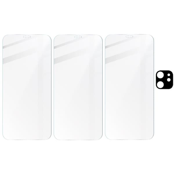 Bizon Glass Kirkas karkaistu lasi - 3 kpl + linssi, iPhone 12 Mini