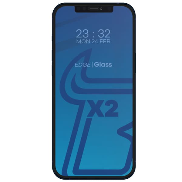 Bizon Glass Edge CF hærdet glas - 2 stk. + linsebeskyttelse, iPhone 12 Pro Max, sort