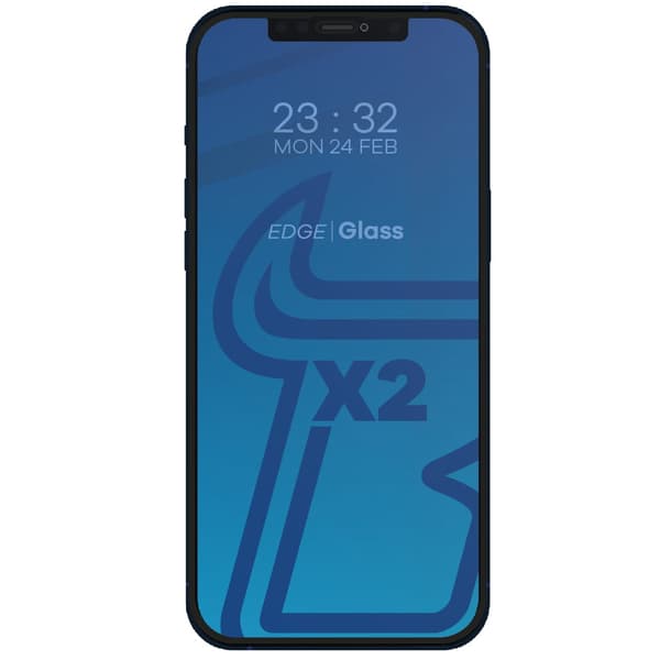 Bizon Glass Edge CF karkaistu lasi - 2 kpl + linssisuoja, iPhone 12 Pro, musta