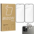 Pikkukuva 1 / 9: Bizon Glass Edge CF karkaistu lasi - 2 kpl + linssisuoja, iPhone 12 Pro, musta