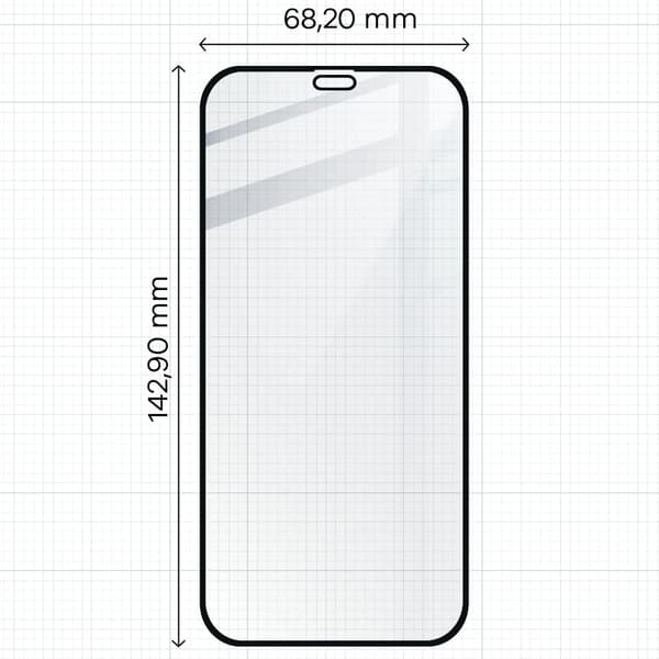 Bizon Glass Edge CF Härdat Glas - 2 delar + linsskydd, iPhone 12, svart
