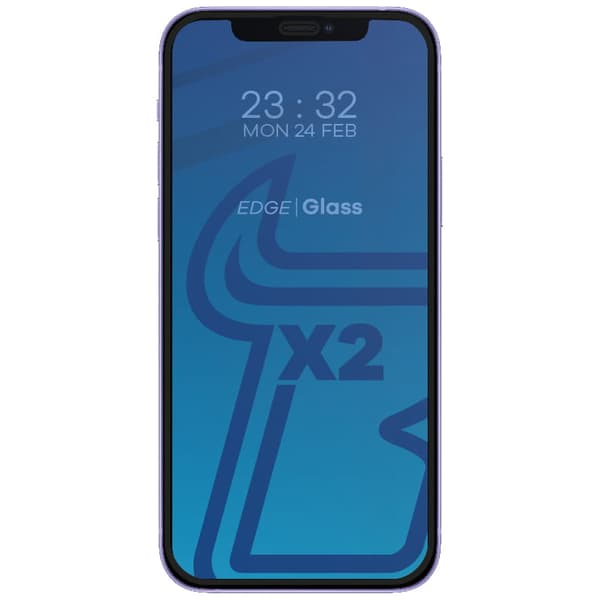 Bizon Glass Edge CF hærdet glas - 2 stk. + linsebeskyttelse, iPhone 12 Mini, sort
