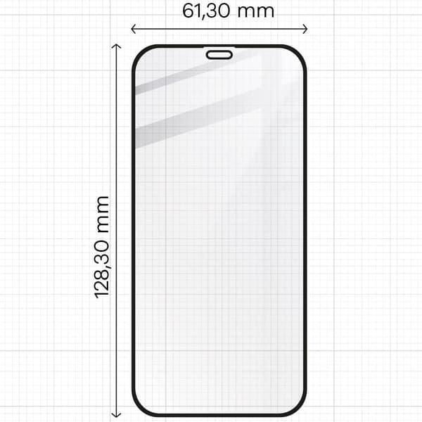 Bizon Glass Edge CF hærdet glas - 2 stk. + linsebeskyttelse, iPhone 12 Mini, sort