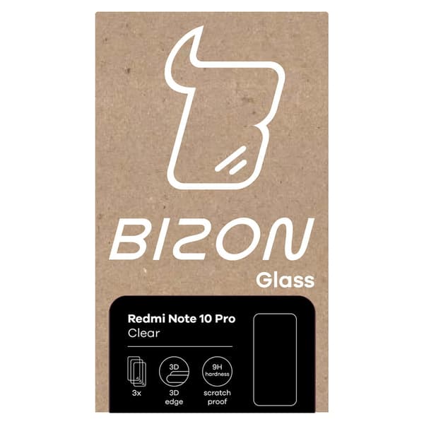 Bizon Glass Kirkas karkaistu lasi - 3 kpl + linssi, Redmi Note 10 Pro