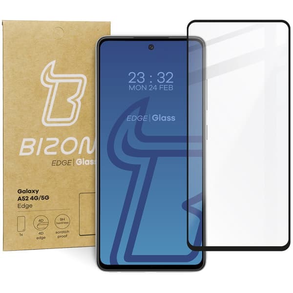 Bizon Glass Edge Hærdet Glas til Galaxy A52s 5G, A52 4G/5G, Sort