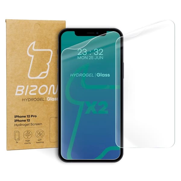 Bizon Glass Hydrogel -näytönsuojakalvo, iPhone 12 / 12 Pro, 2 kpl