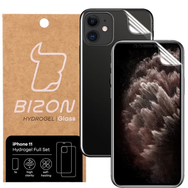 Hydrogelfilm til bagside og forside Bizon Glass Hydrogel, iPhone 11