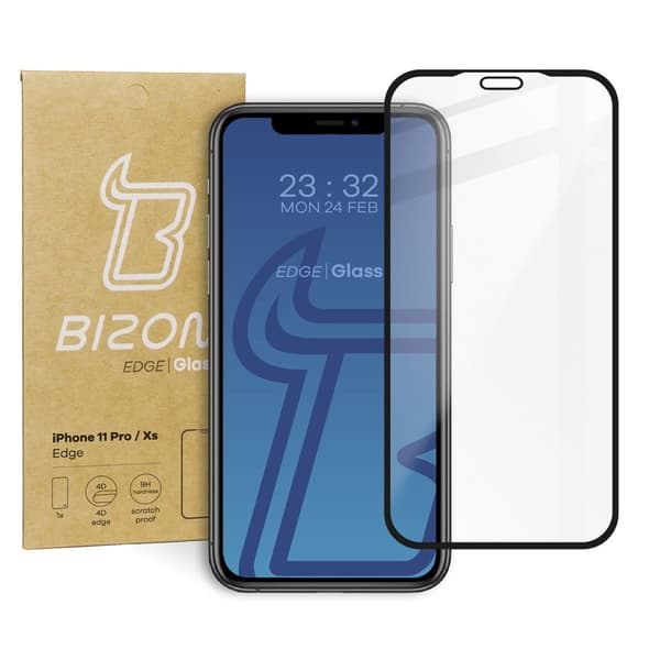 Bizon Glass Edge Härdat Glas för iPhone 11 Pro / Xs, Svart