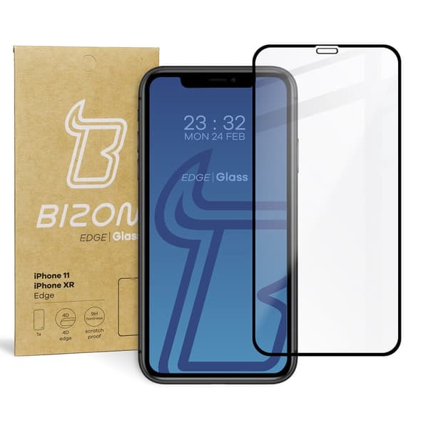 Bizon Glass Edge Härdat Glas för iPhone 11 / XR, Svart