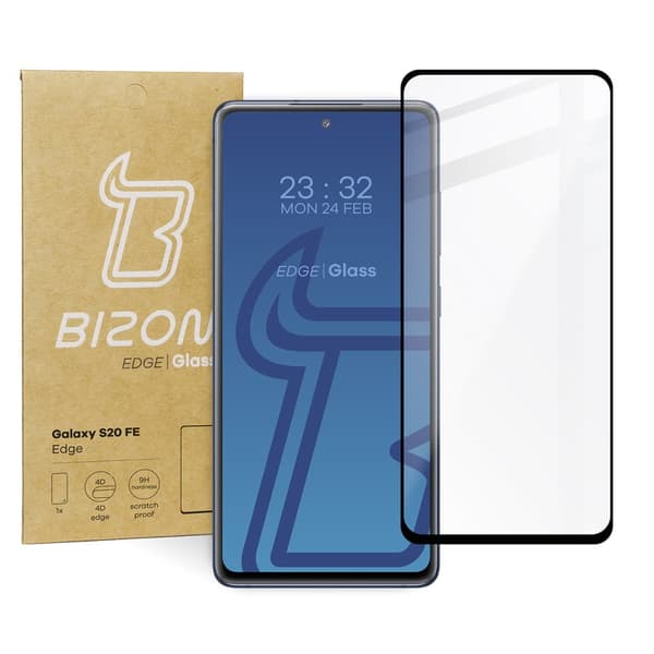Bizon Glass Edge karkaistu lasi Galaxy S20 FE:lle, musta