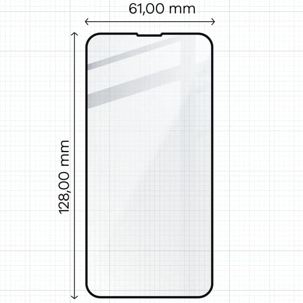 Bizon Glass Edge hærdet glas - 2 stk. + linsebeskyttelse, iPhone 13 Mini, sort