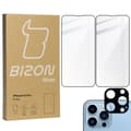 Pikkukuva 1 / 7: Bizon Glass Edge karkaistu lasi - 2 kpl + linssisuoja, iPhone 13 Pro, musta