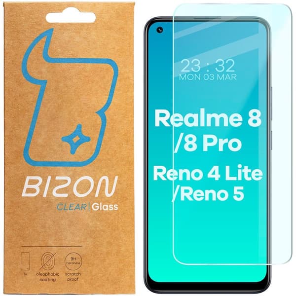 Bizon Glass Klart Härdat Glas för Oppo Reno 4 Lite / Oppo Reno 5 / Realme 8 / Realme 8 Pro