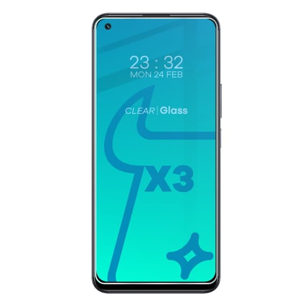 Bizon Glass Klar Hærdet Glas - 3 stk. + linse, Realme 8 Pro