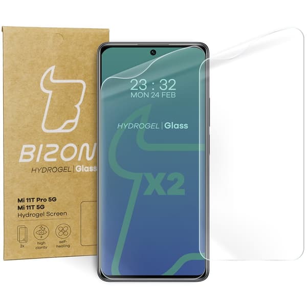 Hydrogelfilm för Bizon Glass Hydrogel-skärm, Xiaomi 11T / 11T Pro, 2 stycken