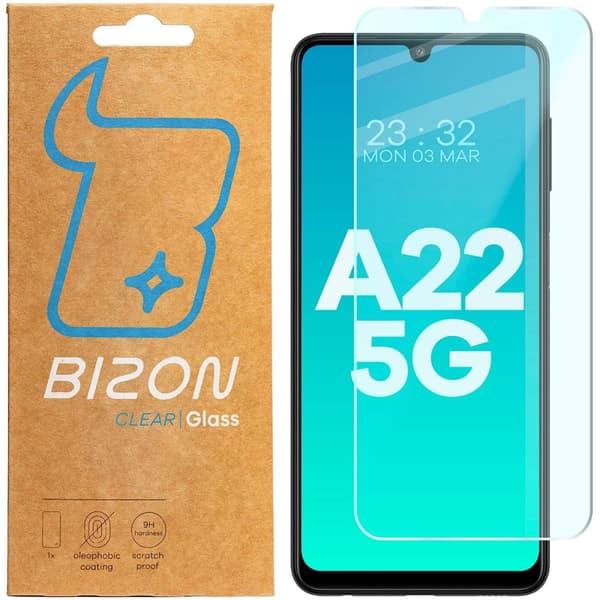 Bizon Glass kirkas karkaistu lasi Galaxy A22 5G:lle