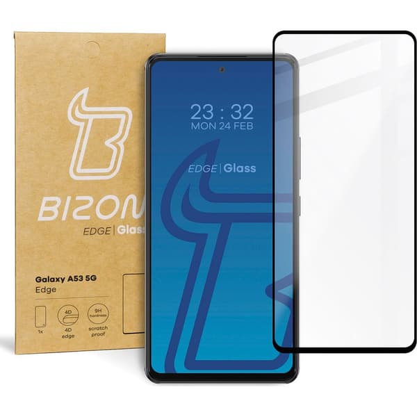 Bizon Glass Edge karkaistu lasi Galaxy A53 5G:lle, musta