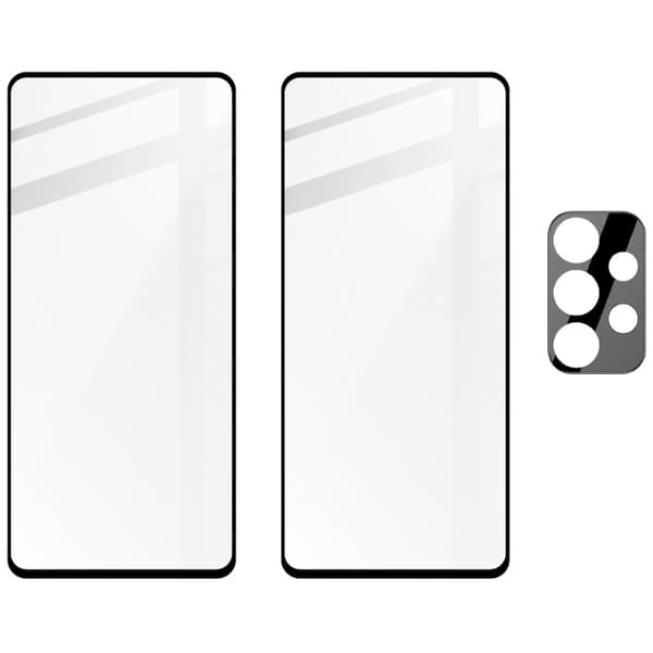 Bizon Glass Edge hærdet glas - 2 stk. + linsebeskyttelse, Galaxy A53, sort