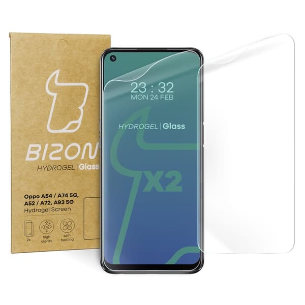 Bizon Glass Hydrogel -näytönsuojakalvo, Oppo A52 / A72 / A54 5G / A74 5G / A93 5G, 2 kpl
