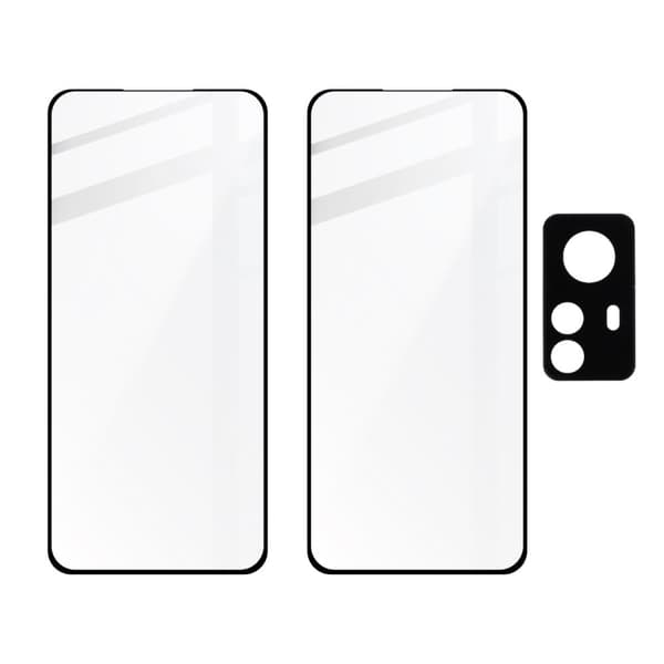 Bizon Glass Edge 3D härdat glas - 2 delar + linsskydd, Xiaomi 12 Pro, svart