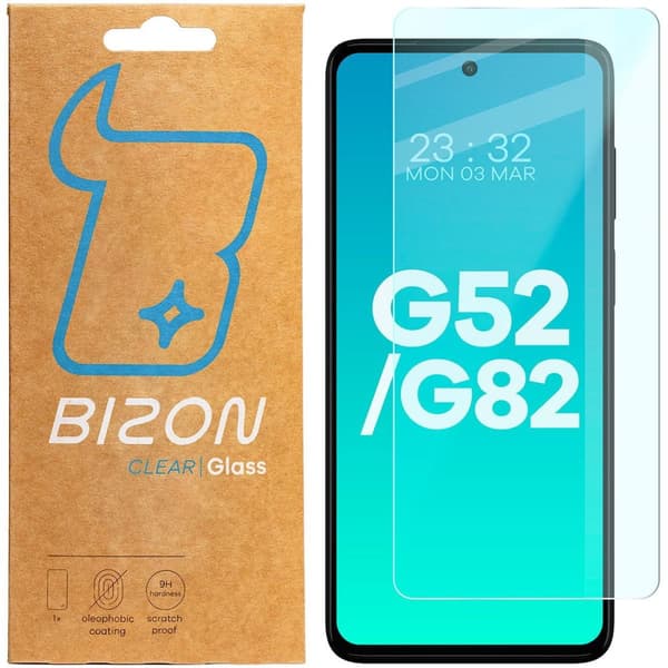 Bizon Glass Genomskinligt Härdat Glas för Motorola Moto G52/G82